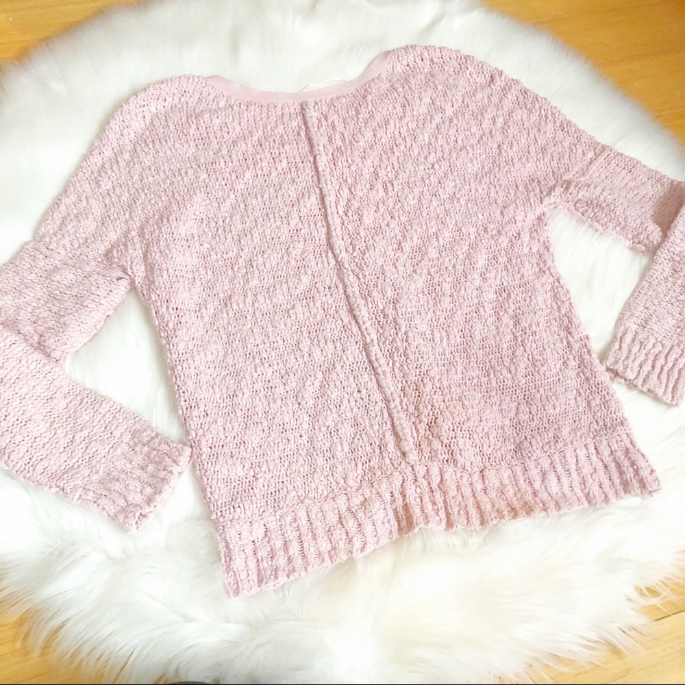 Free People Open Knit Songbird Sweater Pink XS - Picture 6 of 8